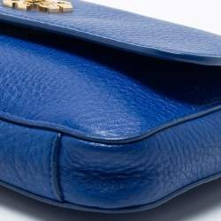 Pre Owned Tory Burch Blue Leather Robinson Chain Crossbody Bag