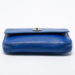 Pre Owned Tory Burch Blue Leather Robinson Chain Crossbody Bag