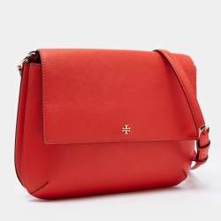 Tory Burch Red Saffiano Leather Robinson Messenger Bag