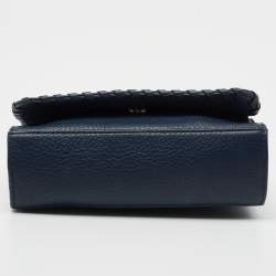 Pre Owned Tory Burch Blue Leather Marion Crossbody Bag