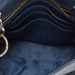 Pre Owned Tory Burch Blue Leather Marion Crossbody Bag