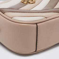 Pre Owned Tory Burch Tri Color Quilted Leather Small Kira Camera Bag