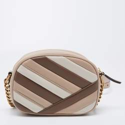 Pre Owned Tory Burch Tri Color Quilted Leather Small Kira Camera Bag