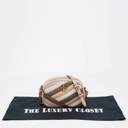 Pre Owned Tory Burch Tri Color Quilted Leather Small Kira Camera Bag