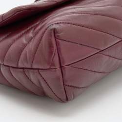 Pre Owned Tory Burch Burgundy Leather Kira Flap Shoulder Bag