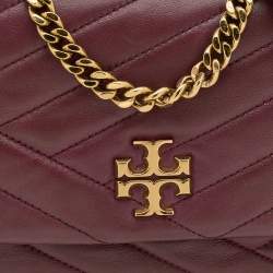 Pre Owned Tory Burch Burgundy Leather Kira Flap Shoulder Bag
