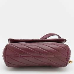 Pre Owned Tory Burch Burgundy Leather Kira Flap Shoulder Bag