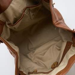 Pre Owned Tory Burch Brown Leather Amanda Logo Tote