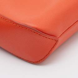 Pre Owned Tory Burch Orange Leather Wallet on Chain