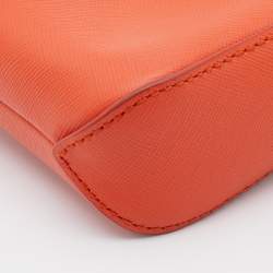 Pre Owned Tory Burch Orange Leather Wallet on Chain