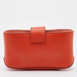 Pre Owned Tory Burch Orange Leather Wallet on Chain