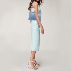 Pre Owned Tory Burch Blue Leather Reva Clutch