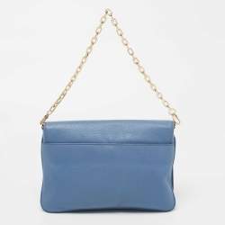 Pre Owned Tory Burch Blue Leather Reva Clutch