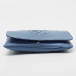 Pre Owned Tory Burch Blue Leather Reva Clutch