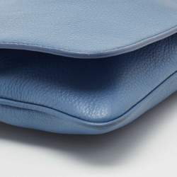 Pre Owned Tory Burch Blue Leather Reva Clutch