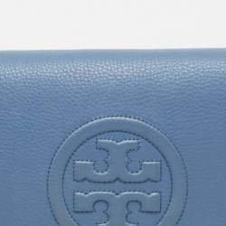 Pre Owned Tory Burch Blue Leather Reva Clutch
