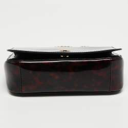 Pre Owned Tory Burch Black/Brown Patent Leather Robinson Shoulder Bag