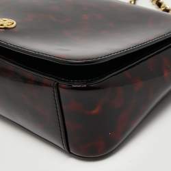 Pre Owned Tory Burch Black/Brown Patent Leather Robinson Shoulder Bag