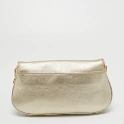 Pre Owned Tory Burch Metallic Gold Leather Britten Crossbody Bag