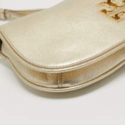 Pre Owned Tory Burch Metallic Gold Leather Britten Crossbody Bag
