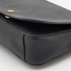 Pre Owned Tory Burch Black Saffiano Leather Robinson Chain Crossbody Bag