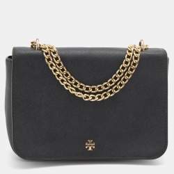 Tory Burch Saffiano Leather Crossbody Bag - Black Crossbody Bags, Handbags  - WTO571840