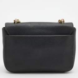 Pre Owned Tory Burch Black Saffiano Leather Robinson Chain Crossbody Bag