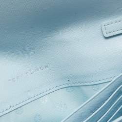 Pre Owned Tory Burch Light Blue Leather Robinson Wallet On Chain