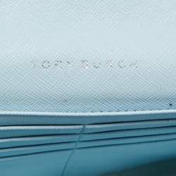 Pre Owned Tory Burch Light Blue Leather Robinson Wallet On Chain