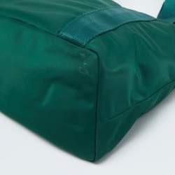 Pre Owned Tory Burch Green Nylon and Patent Leather Quinn Tote