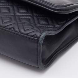 Pre Owned Tory Burch Black Leather Fleming Shoulder Bag