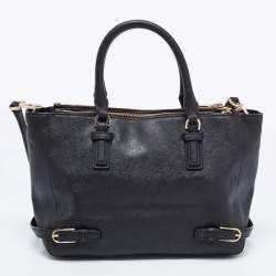 Pre Owned Tory Burch Black Leather Small Robinson Tote