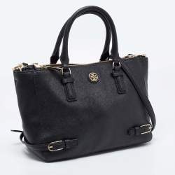 Pre Owned Tory Burch Black Leather Small Robinson Tote