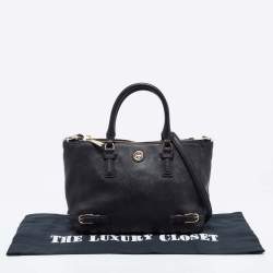 Pre Owned Tory Burch Black Leather Small Robinson Tote