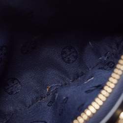 Pre Owned Tory Burch Navy Blue Quilt Stitched Leather Robinson Tote