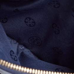 Pre Owned Tory Burch Navy Blue Quilt Stitched Leather Robinson Tote
