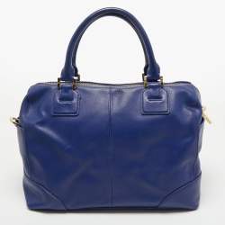 Tory Burch Blue Leather Robinson Middy Satchel