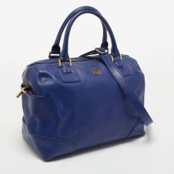 Tory Burch Blue Leather Robinson Middy Satchel