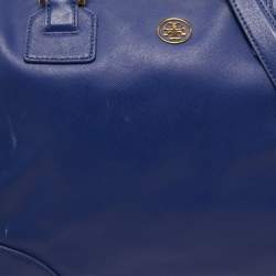 Tory Burch Blue Leather Robinson Middy Satchel