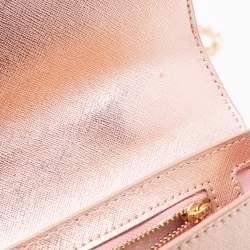 Pre Owned Tory Burch Metallic Leather Robinson Flap Shoulder Bag