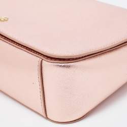 Pre Owned Tory Burch Metallic Leather Robinson Flap Shoulder Bag