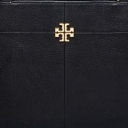 Pre Owned Tory Burch Black Textured Leather Ivy Side Zip Tote