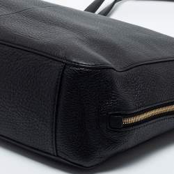 Pre Owned Tory Burch Black Textured Leather Ivy Side Zip Tote