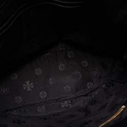 Pre Owned Tory Burch Black Textured Leather Ivy Side Zip Tote