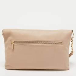 Pre Owned Tory Burch Cream Leather Thea Fold Over Crossbody Bag