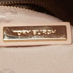 Pre Owned Tory Burch Cream Leather Thea Fold Over Crossbody Bag