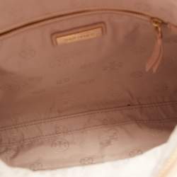 Pre Owned Tory Burch Cream Leather Thea Fold Over Crossbody Bag