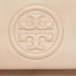 Pre Owned Tory Burch Cream Leather Thea Fold Over Crossbody Bag