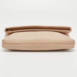 Pre Owned Tory Burch Cream Leather Thea Fold Over Crossbody Bag