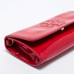 Pre Owned Tory Burch Red Patent Leather Crossbody Bag